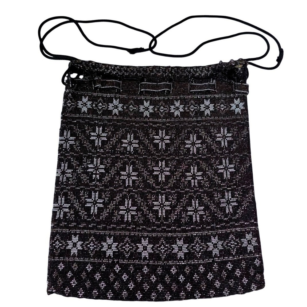 Antique French Cut Steel Micro Beaded Drawstring Reticule Pouch AS IS